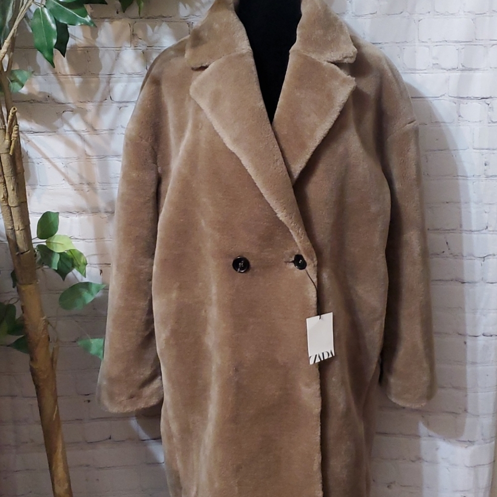 NWT Zara Soft Faux Mink Teddy Bear Coat